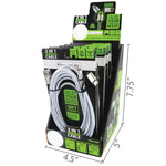 Charging Cable USB 3 in 1 Multi-Head USB-C / Micro USB / Lightning 10FT - 6 Pieces Per Retail Ready Display 23006 GADGET GEAR