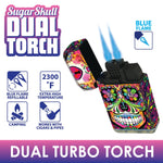 Sugar Skull Dual Torch Lighter - 15 Pieces Per Retail Ready Display 23016 SMOKEZILLA
