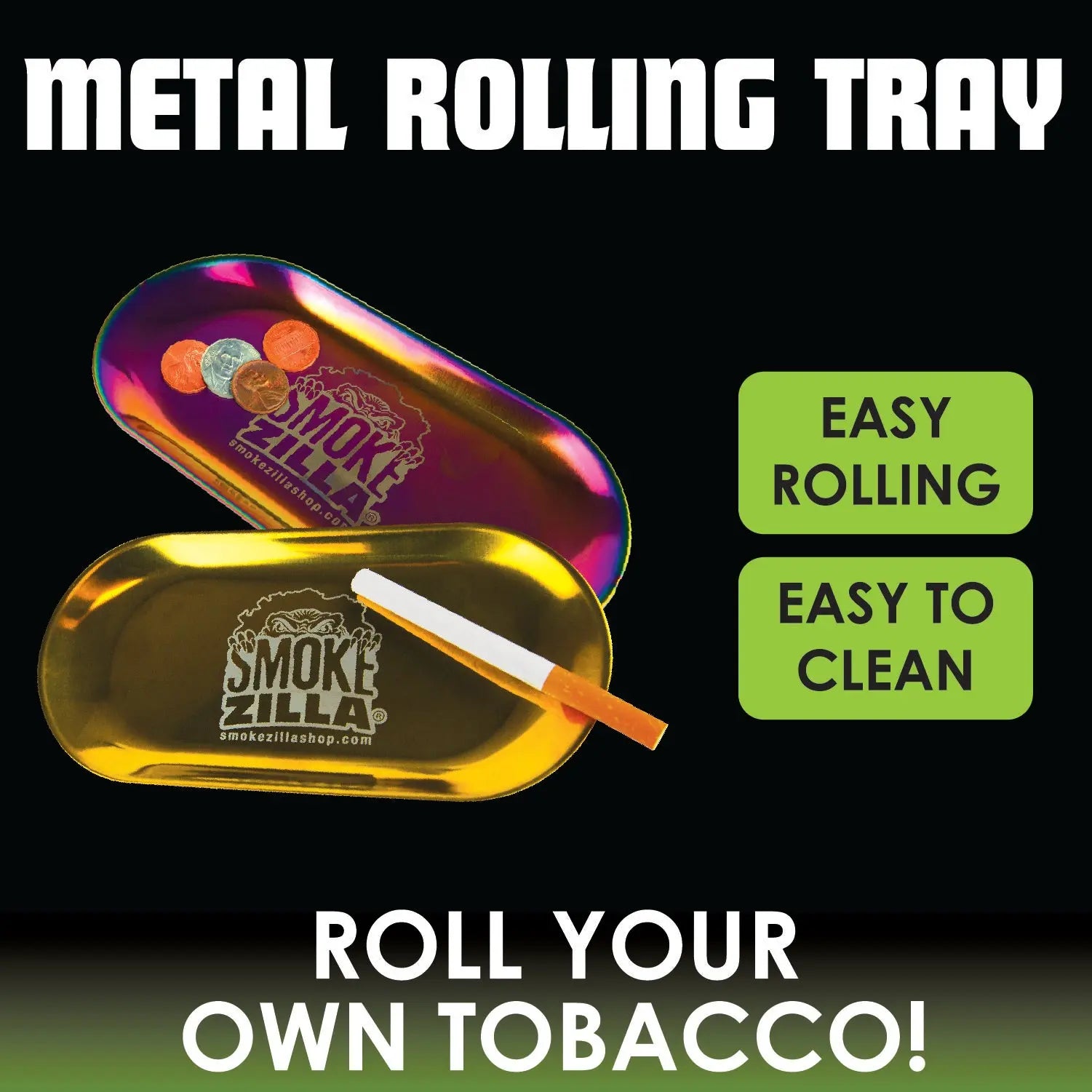 Metal Skateboard Rolling Tray - 6 Pieces Per Retail Ready Display 23027 SMOKEZILLA