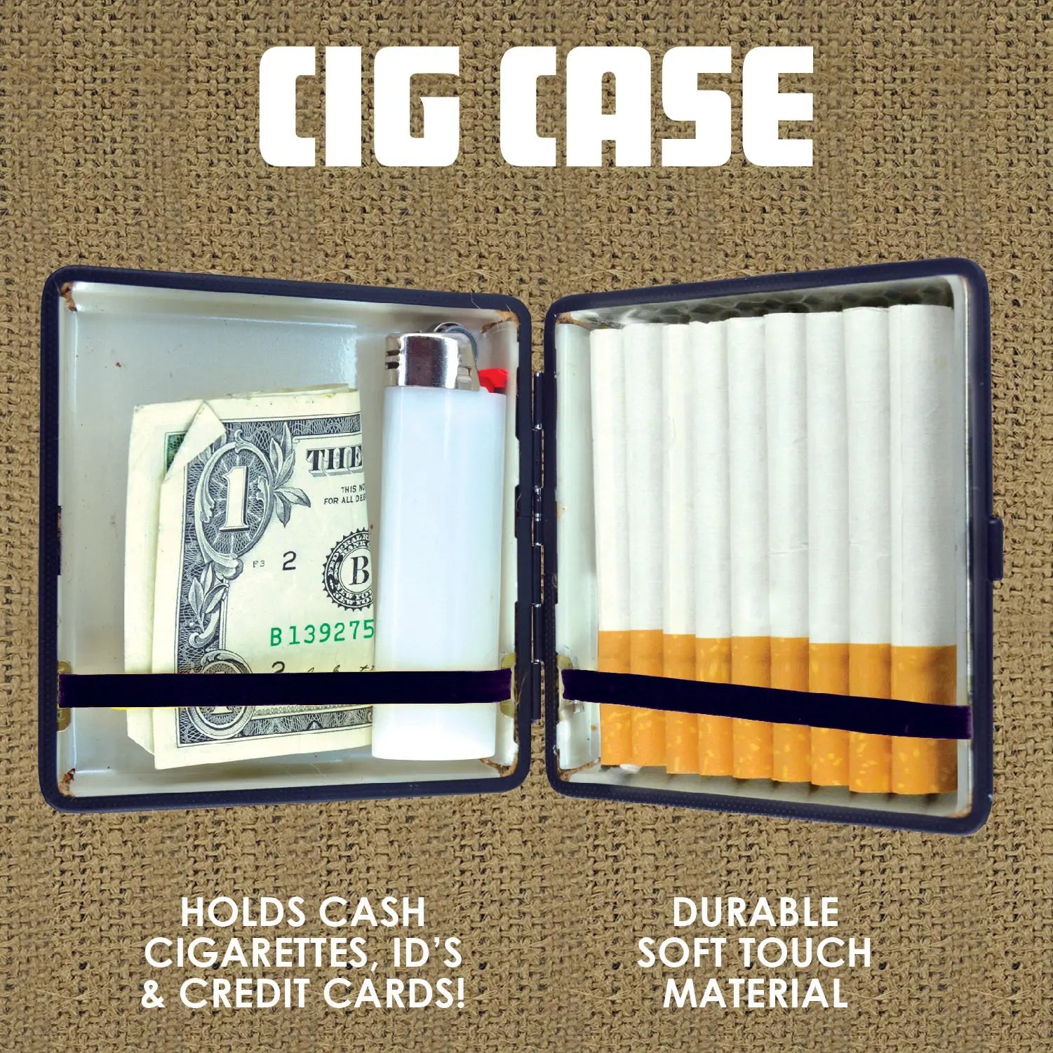 Canvas and Metal Cigarette Case with Hinge - 8 Pieces Per Retail Ready Display 23051 SMOKEZILLA