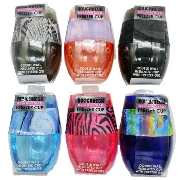 8.5 oz Insulated Freezer Gel Wine Cup - 6 Pieces Per Retail Ready Display 23060 ROUGHNECK