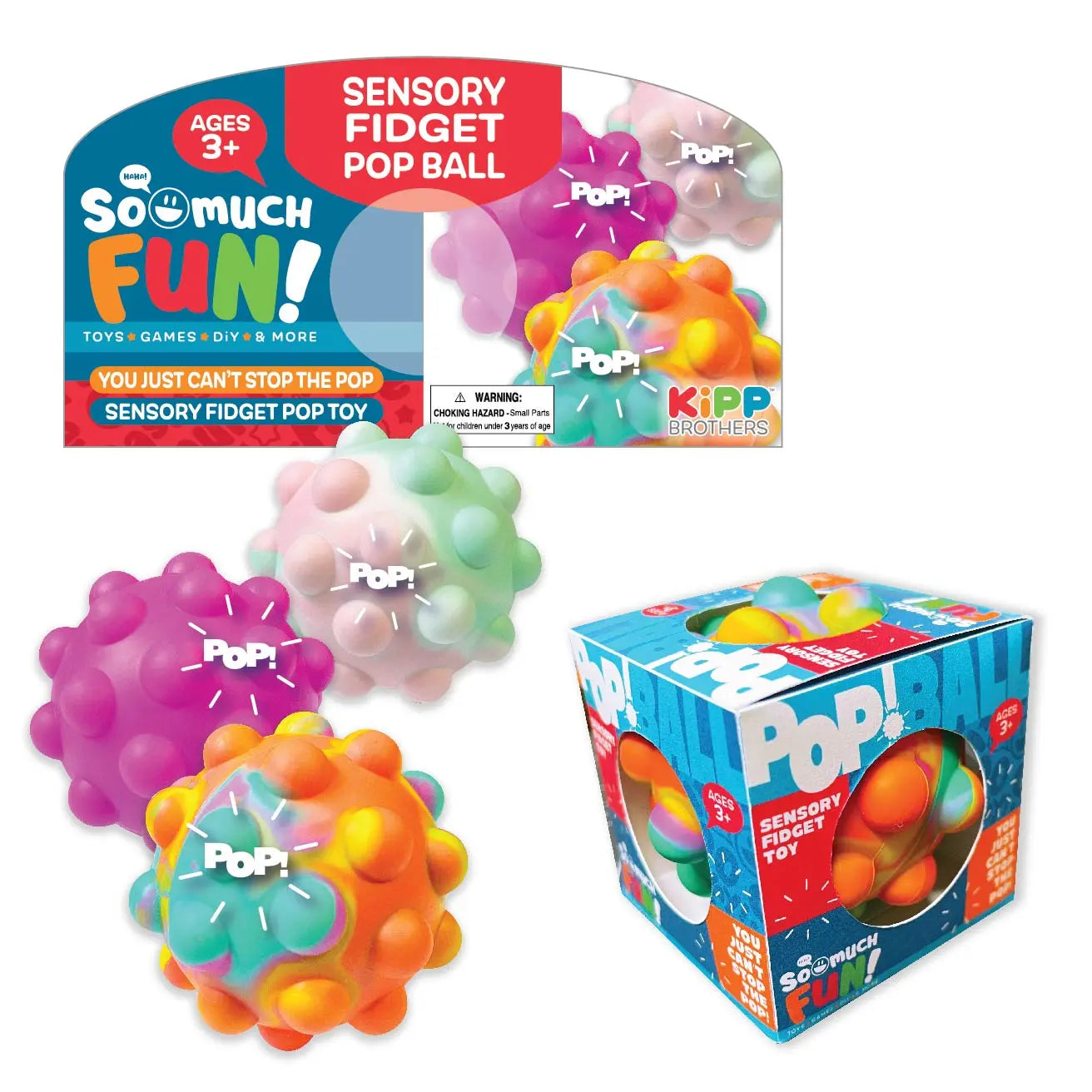 Fidget Pop Ball Toy - 12 Pieces Per Retail Ready Display 23065 KIPP BROTHERS