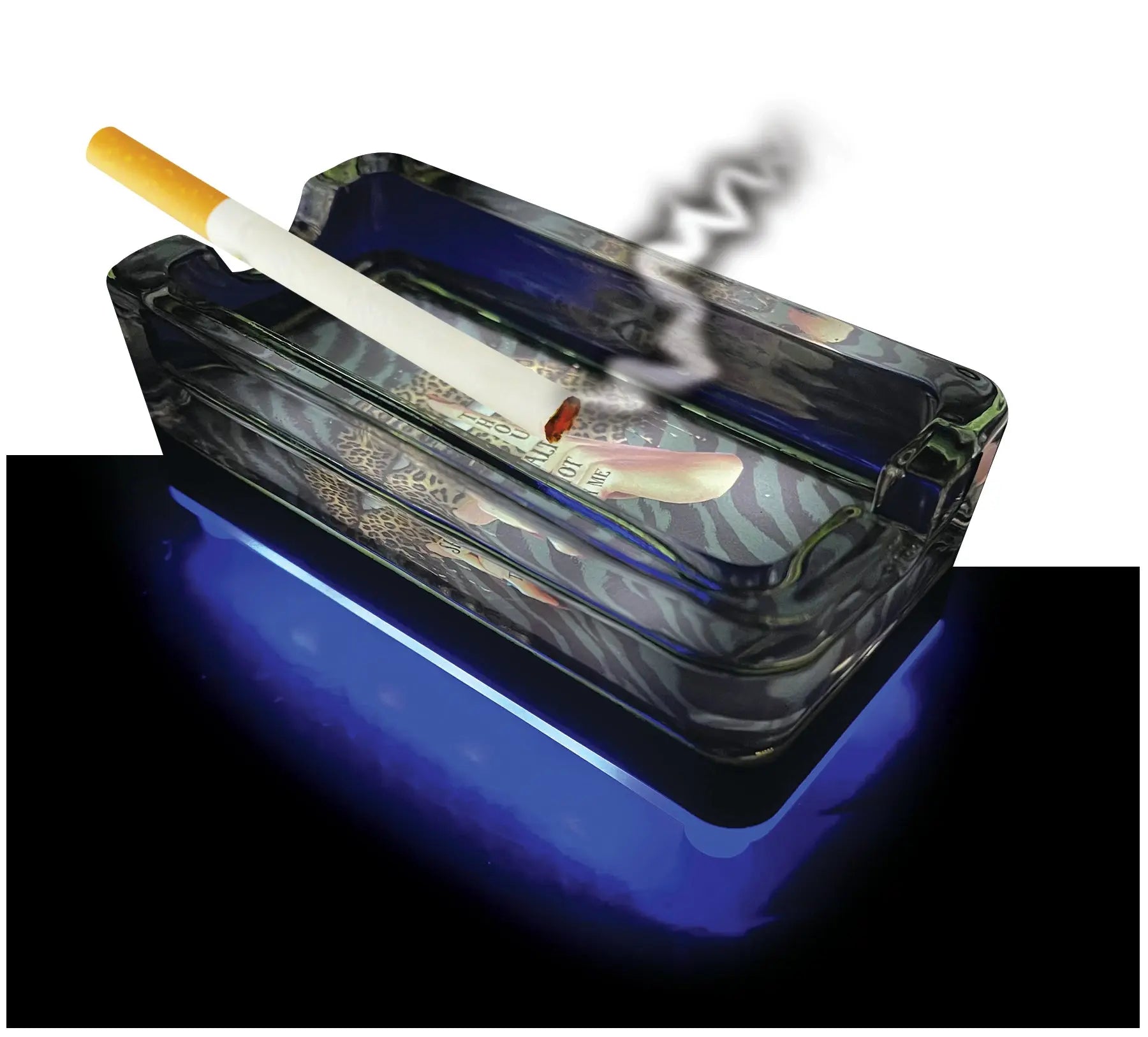 Glass Ashtray with LED Light Design - 6 Pieces Per Retail Ready Display 23103 SMOKEZILLA