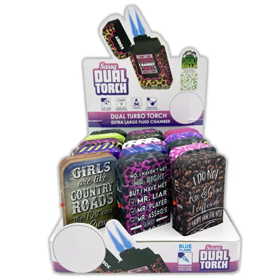 Sassy Dual Torch Lighter - 15 Pieces Per Retail Ready Display 23117 SMOKEZILLA
