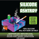 Silicone Ashtray with Assorted Glass Design Bottom - 6 Pieces Per Retail Ready Display 23163 SMOKEZILLA