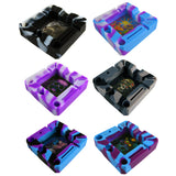 Silicone Ashtray with Assorted Glass Design Bottom - 6 Pieces Per Retail Ready Display 23163 SMOKEZILLA
