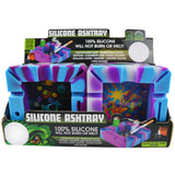 Silicone Ashtray with Assorted Glass Design Bottom - 6 Pieces Per Retail Ready Display 23163 SMOKEZILLA