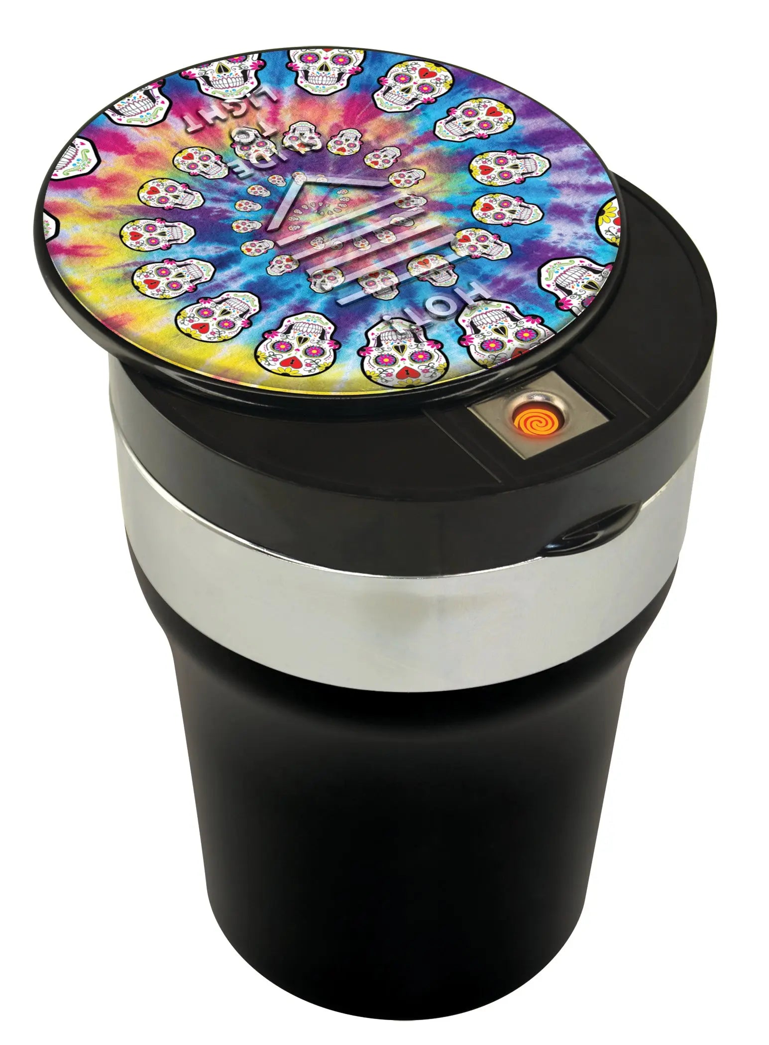 Printed Lid Butt Bucket Ashtray with USB Coil Lighter and LED Light - 6 Pieces Per Retail Ready Display 23181 SMOKEZILLA