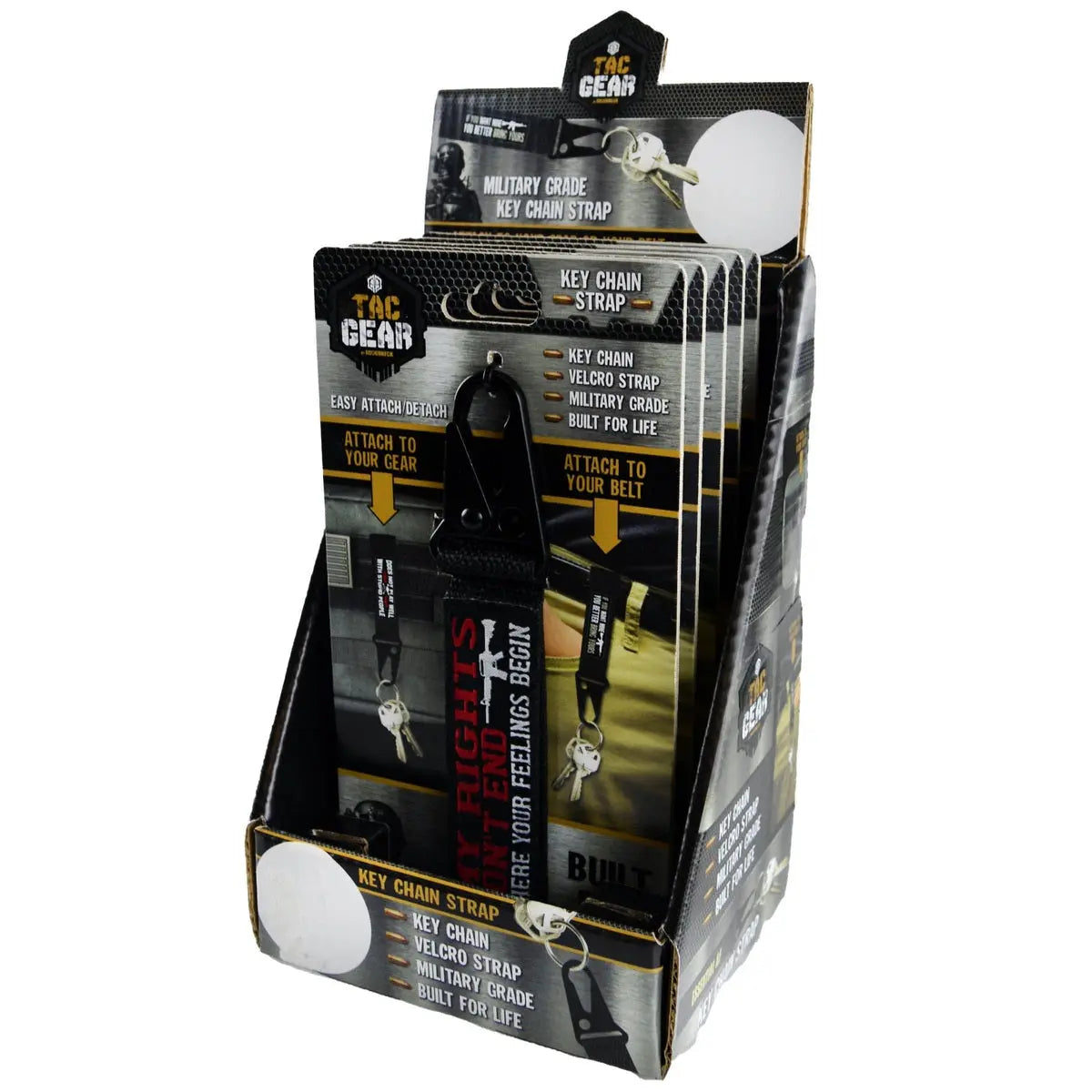 Patriotic MOLLE Strap Key Chain with Heavy Duty Clip - 6 Pieces Per Retail Ready Display 23189 TAC GEAR