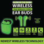 Wireless Earbuds Glow in The Dark with Case - 6 Pieces Per Retail Ready Display 23250 GADGET GEAR