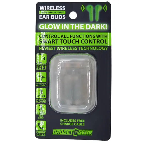 Wireless Earbuds Glow in The Dark with Case - 6 Pieces Per Retail Ready Display 23250 GADGET GEAR