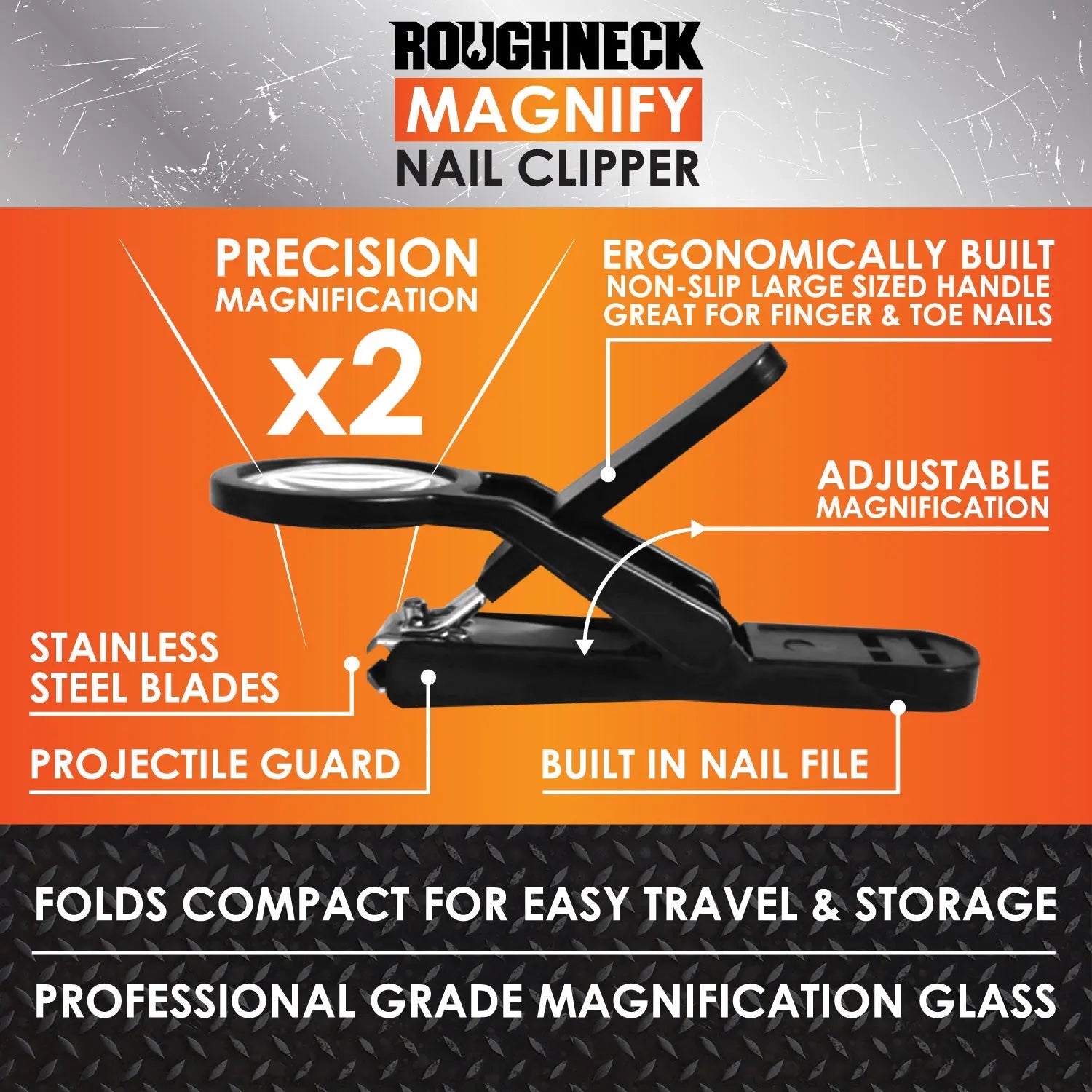 Roughneck Magnifying Nail Clippers 6 Pieces Per Retail Ready Display 23527 ROUGHNECK
