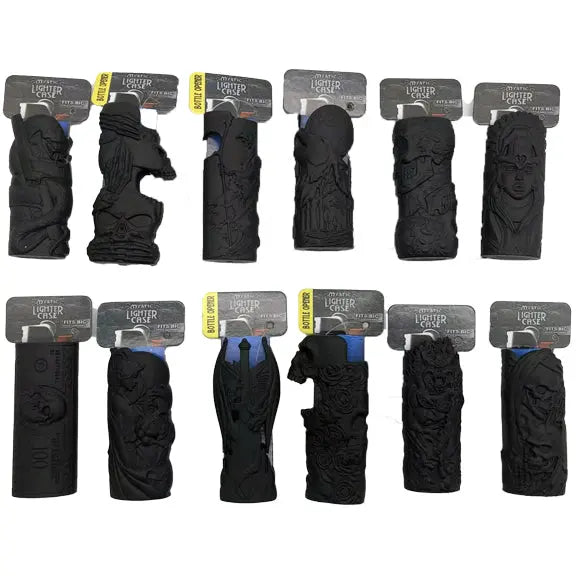 Black Metal Mystic Lighter Case with Bottle Opener - 12 Pieces Per Retail Ready Display 23263 SMOKEZILLA