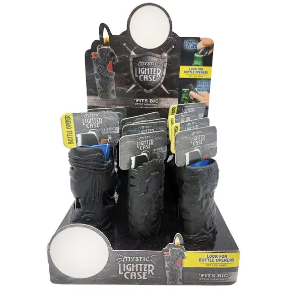 Black Metal Mystic Lighter Case with Bottle Opener - 12 Pieces Per Retail Ready Display 23263 SMOKEZILLA