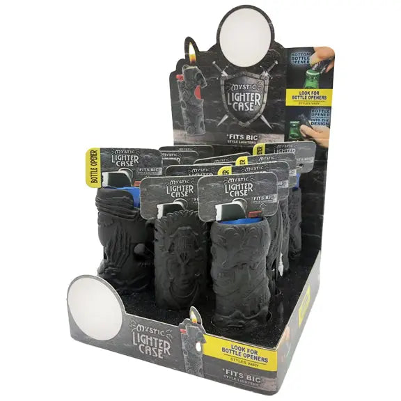 Black Metal Mystic Lighter Case with Bottle Opener - 12 Pieces Per Retail Ready Display 23263 SMOKEZILLA