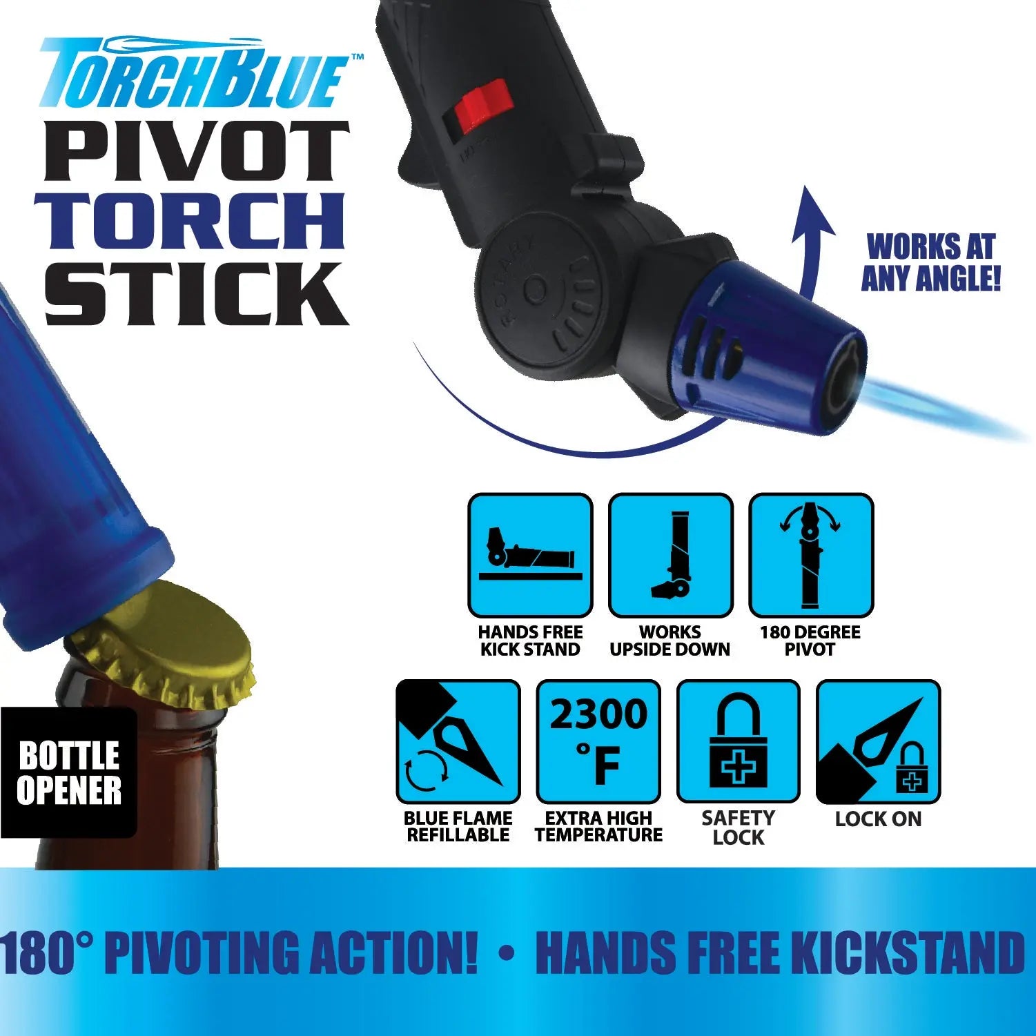 Pivot Head Torch Stick Lighter - 12 Pieces Per Retail Ready Display 23280 TORCH BLUE