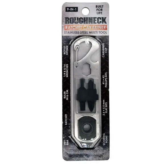 Multi-Tool 9-In-1 Ratchet Carabiner - 6 Pieces Per Retail Ready Display 23281 ROUGHNECK