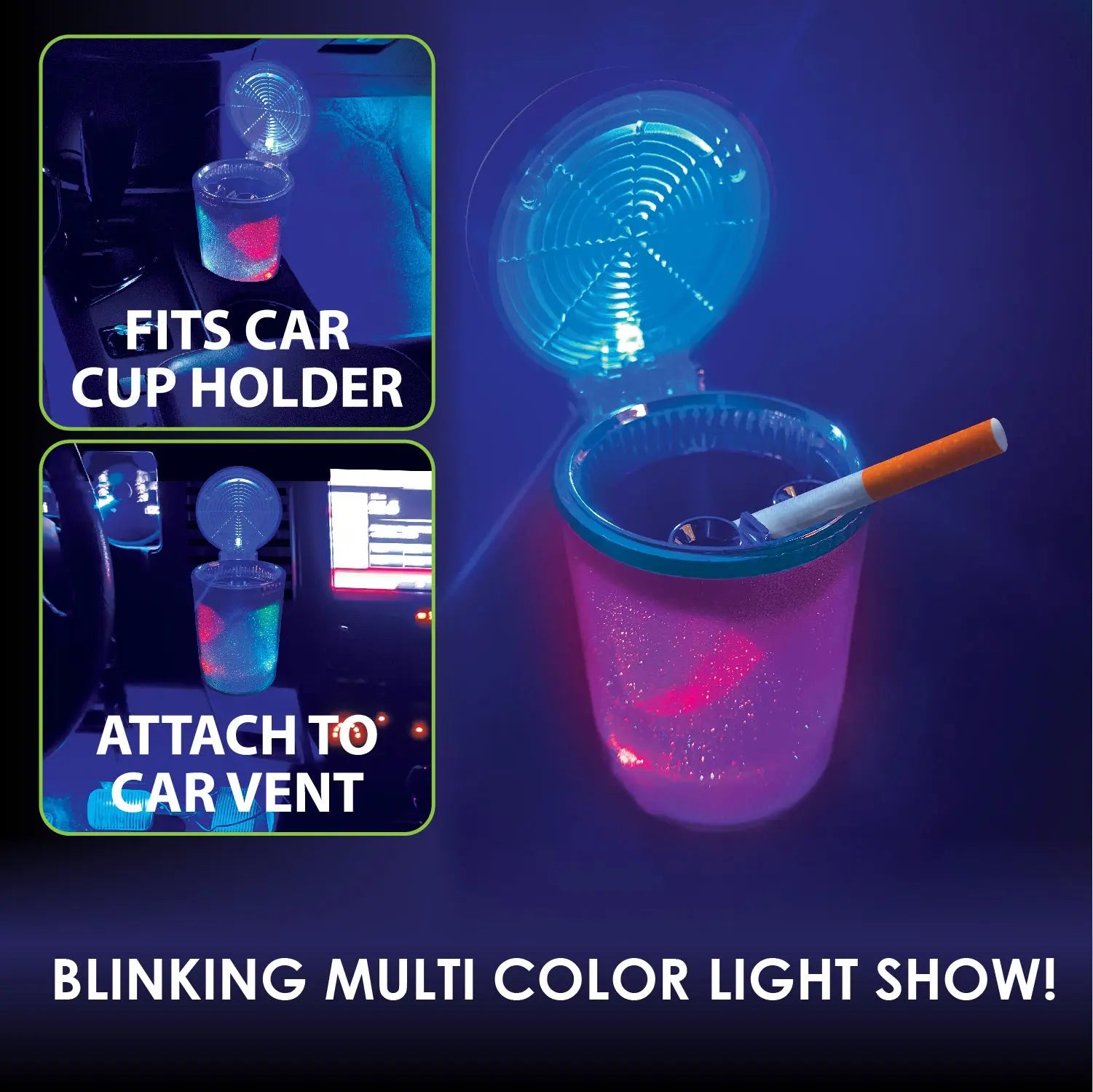 Light Show Butt Bucket Ashtray with Multi-Color LED Lights - 6 Pieces Per Retail Ready Display 23532 SMOKEZILLA