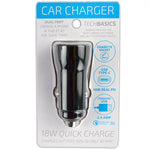 Car Charger with Dual USB / USB-C Ports 18W - 6 Pieces Per Retail Ready Display 23310 NOVELTY INC