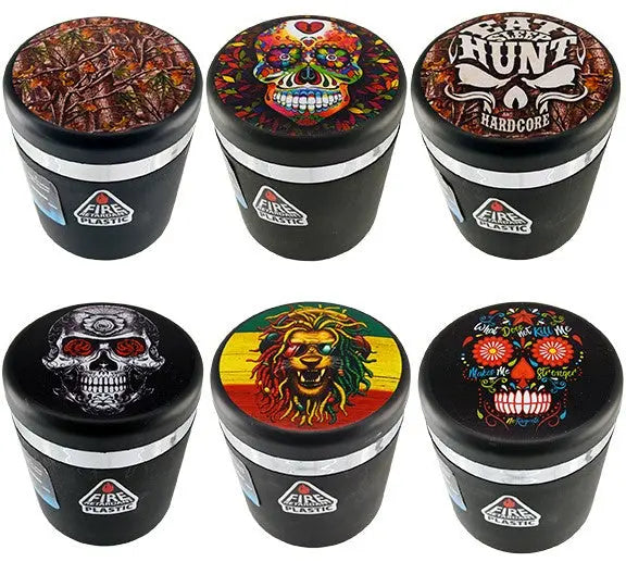 Printed Lid Butt Bucket Ashtray with Vent Clip and LED Lights - 6 Per Retail Ready Display 23359 SMOKEZILLA