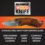 Pocket Knife with Wood Grain Handle - 6 Pieces Per Retail Ready Display 23384 ROUGHNECK