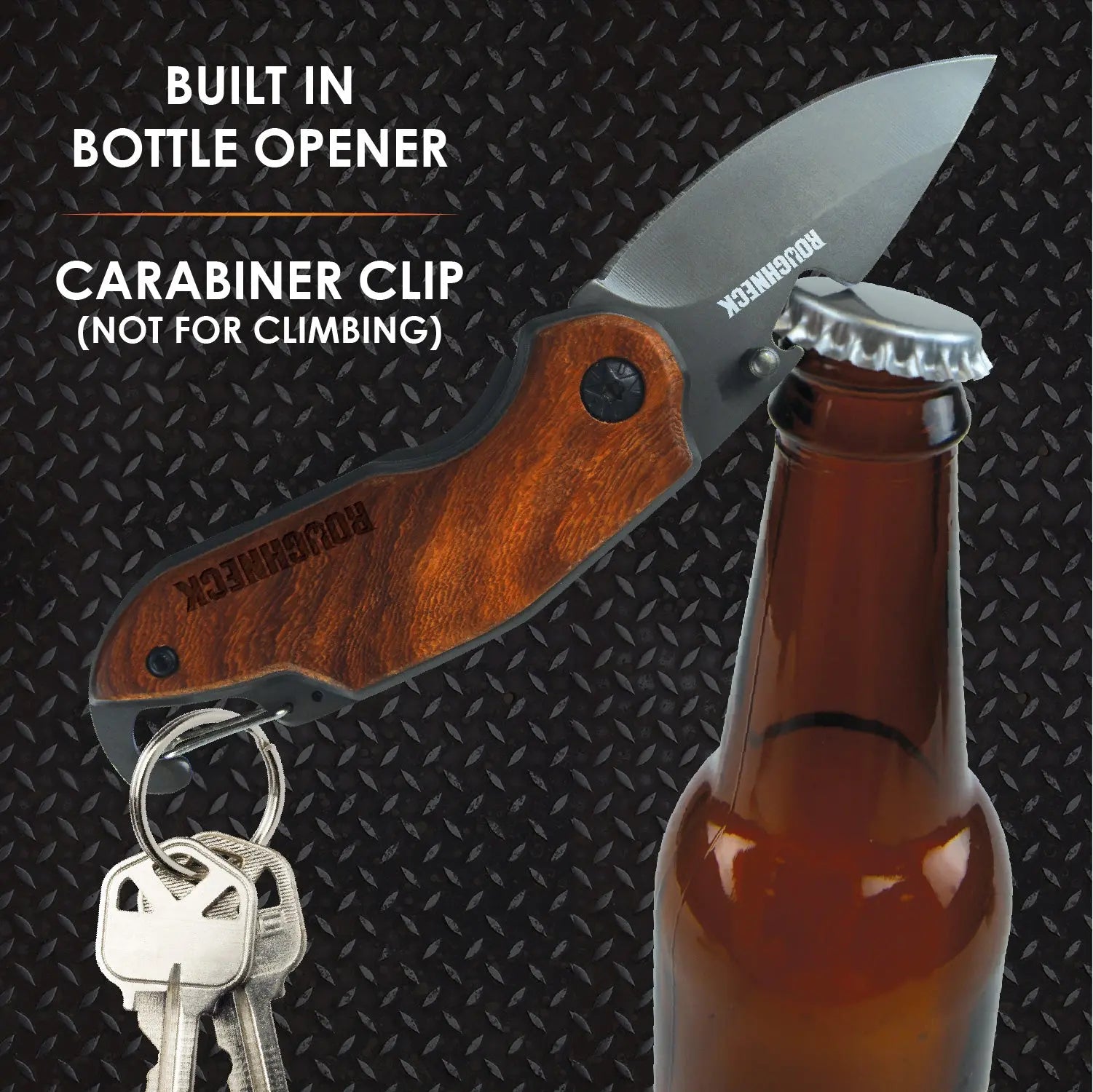 Pocket Knife with Wood Grain Handle - 6 Pieces Per Retail Ready Display 23384 ROUGHNECK