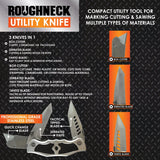 Pocket Knife Utility with 3 Blades - 6 Pieces Per Retail Ready Display 23388 ROUGHNECK