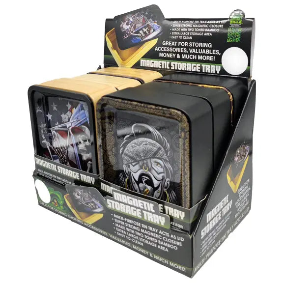 Metal Roll Tray with Magnetic Storage Box - 6 Pieces Per Retail Ready Display 23395 SMOKEZILLA