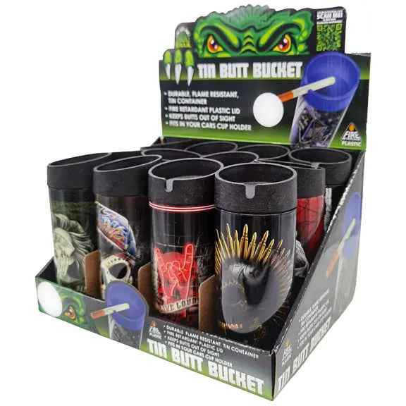 Metal Butt Bucket Ashtray - 12 Pieces Per Retail Ready Display 23474 SMOKEZILLA