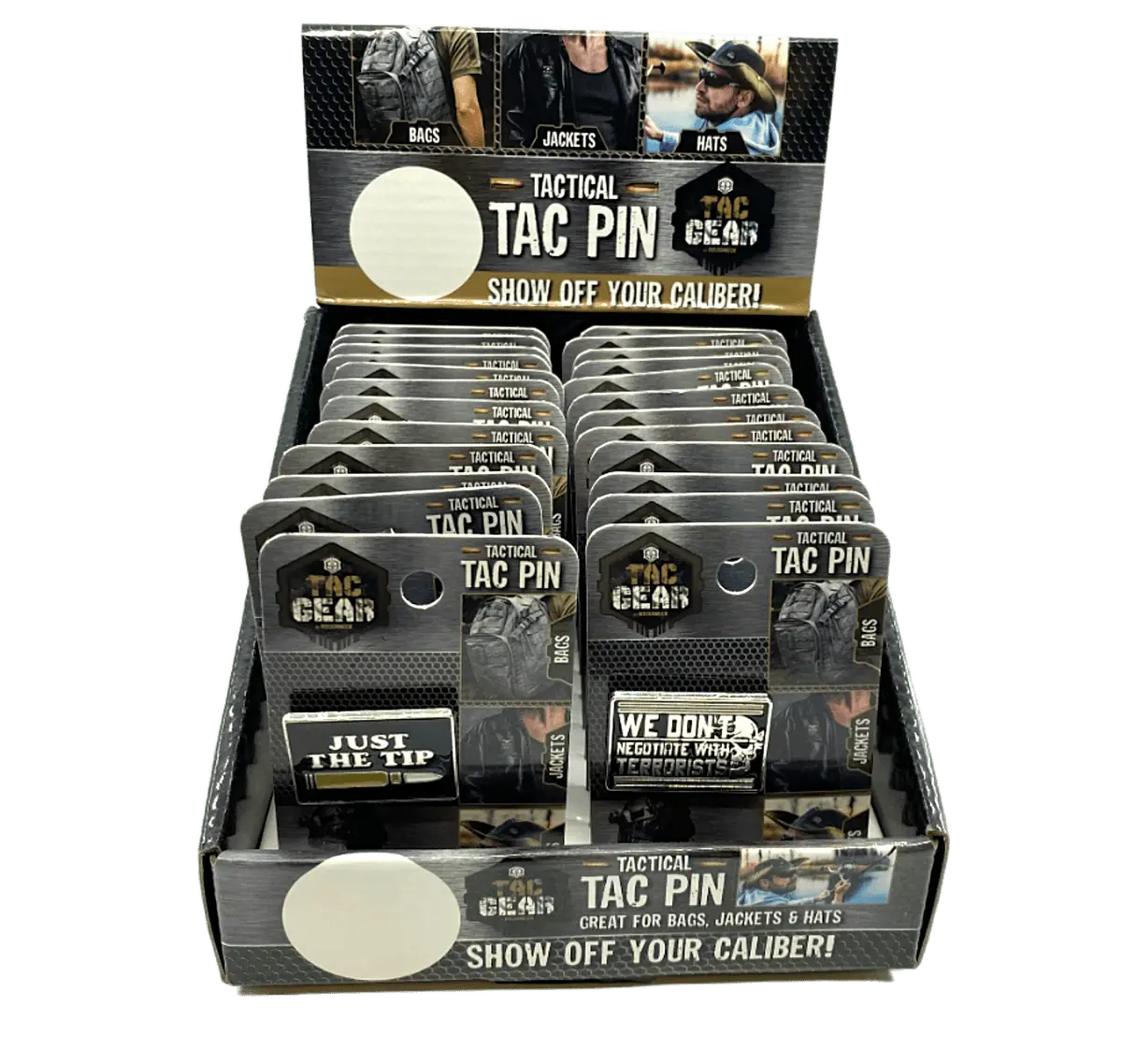 Patriotic Enamel Tac Gear Pin - 24 Pieces Per Retail Ready Display 23502 TAC GEAR