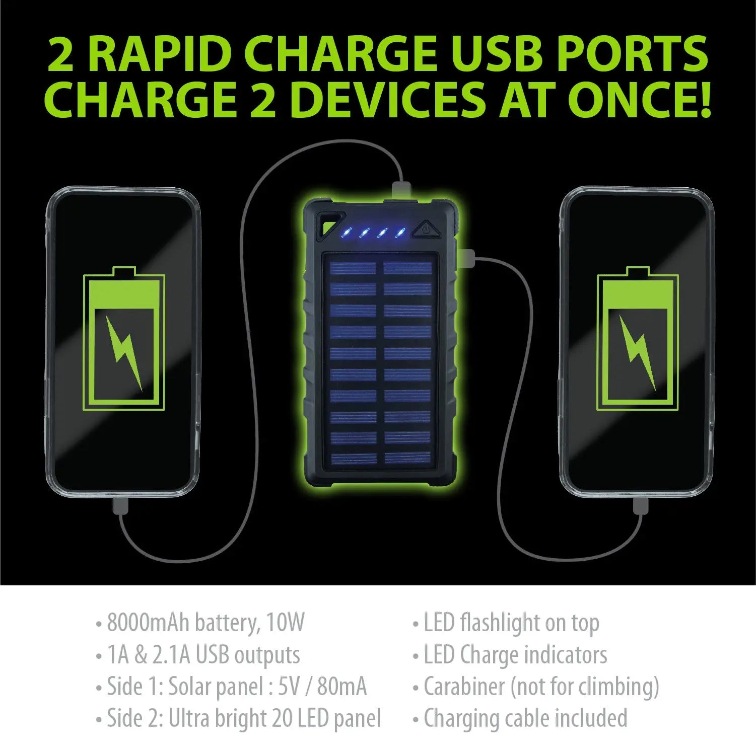 Rechargeable Solar Power Bank with LED Survival Light - 4 Pieces Per Retail Ready Display 23517 GADGET GEAR