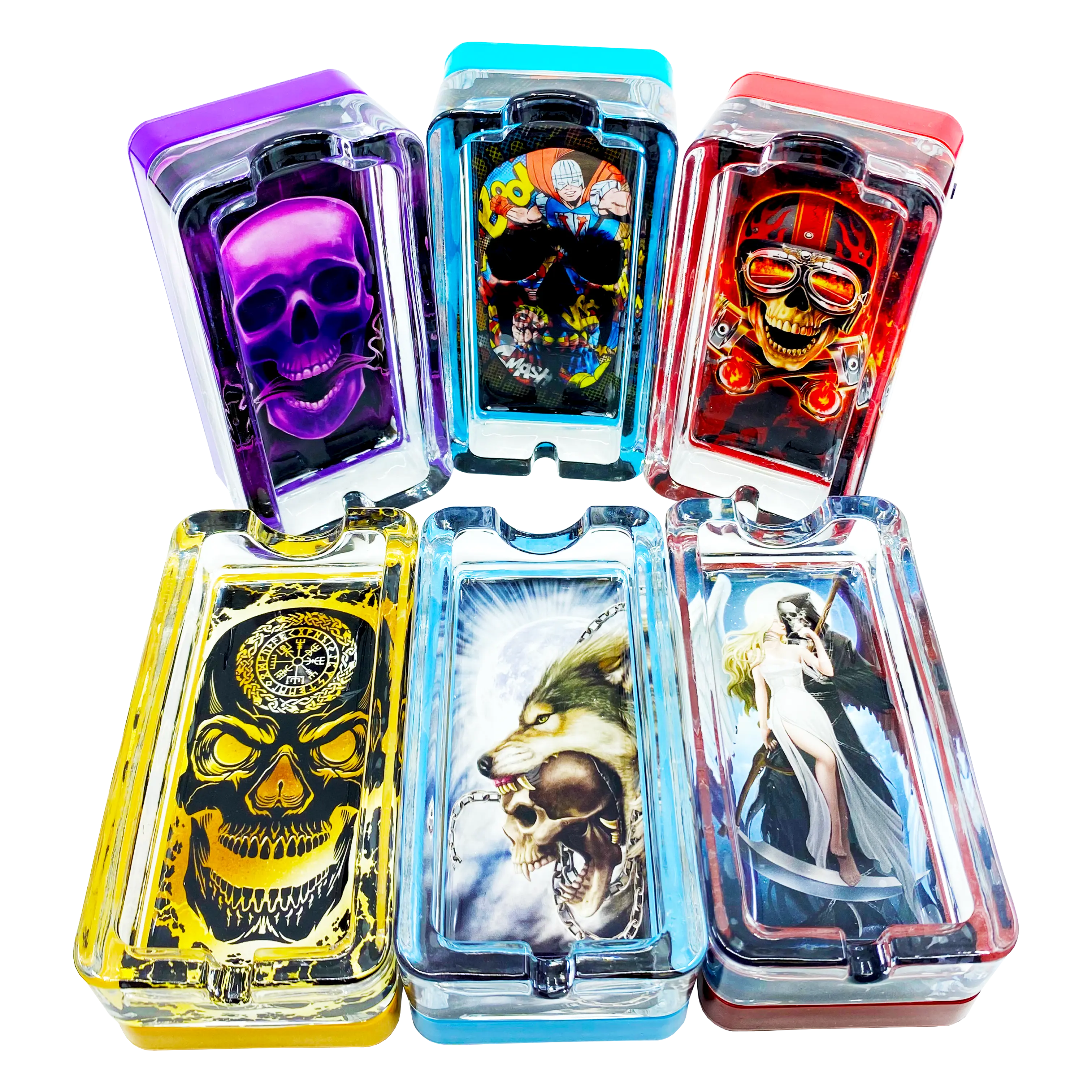 Glass Ashtray with LED Light-Up Design - 6 Pieces Per Retail Ready Display 23522 SMOKEZILLA