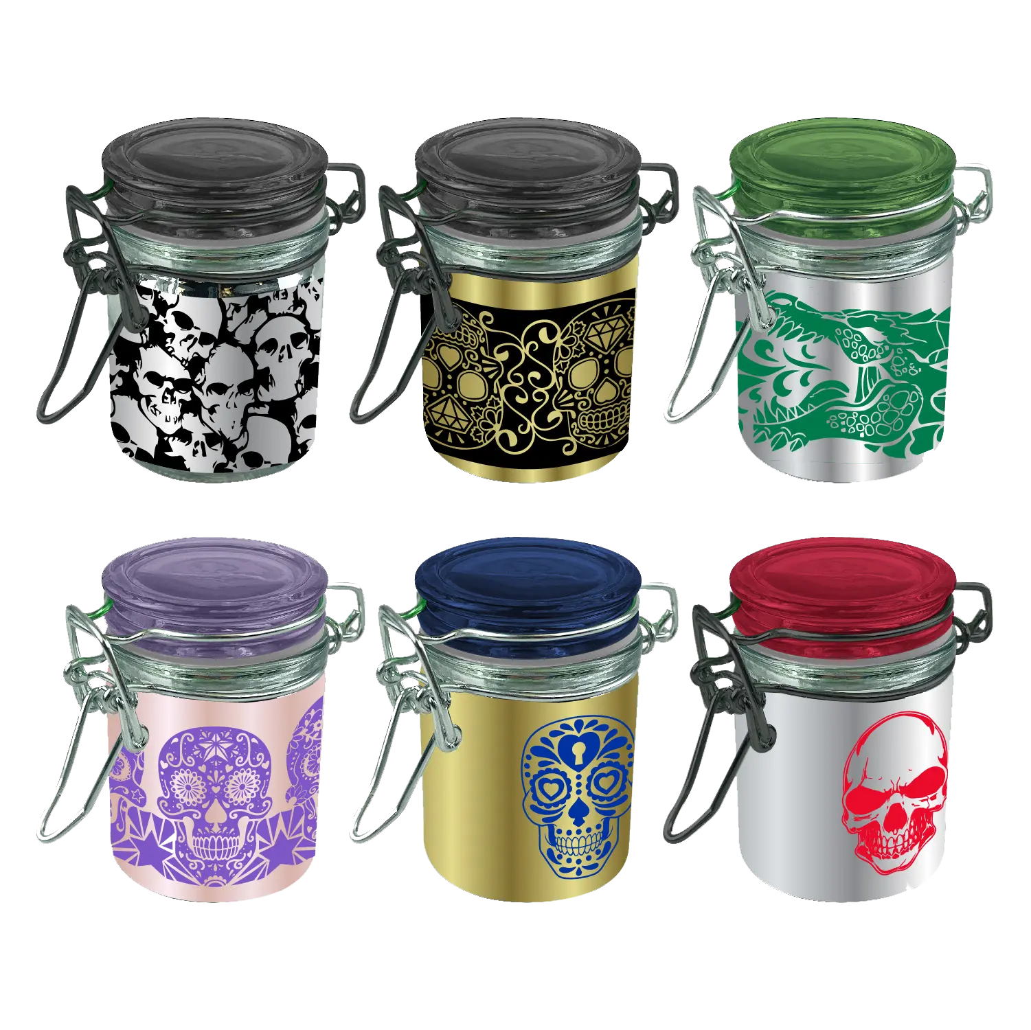 Smell Proof Glass Storage Jar with Hinged Lid- 6 Pieces Per Retail Ready Display 23533 SMOKEZILLA