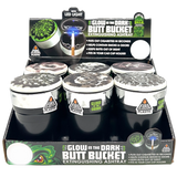 Glow In The Dark Lid Butt Bucket Ashtray with LED Light - 6 Per Retail Ready Wholesale Display 23543 SMOKEZILLA