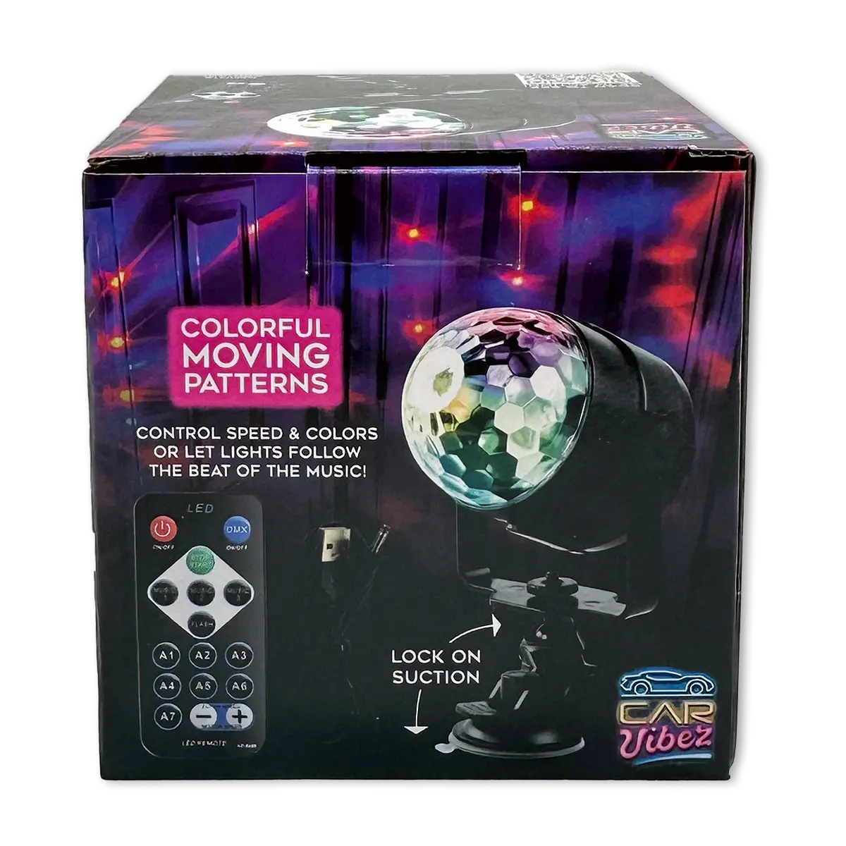 Mood Light USB LED Disco Light with Suction Cup Mount - 4 Pieces Per Retail Ready Display 23575 CAR VIBEZ