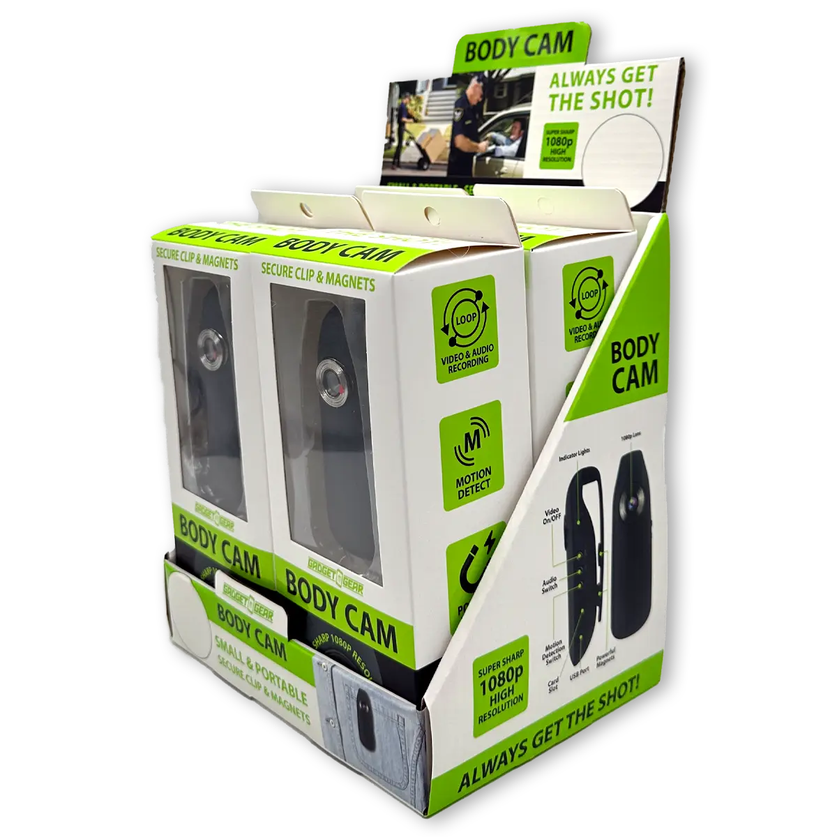 Body Cam with Micro Sd Card - 4 Pieces Per Retail Ready Display 23591 GADGET GEAR