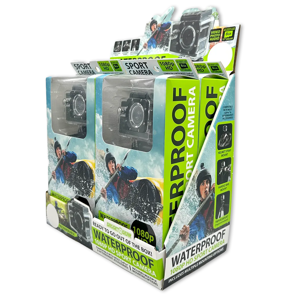 Waterproof Sport Camera with Micro Sd Card - 4 Pieces Per Retail Ready Display 23592 GADGET GEAR