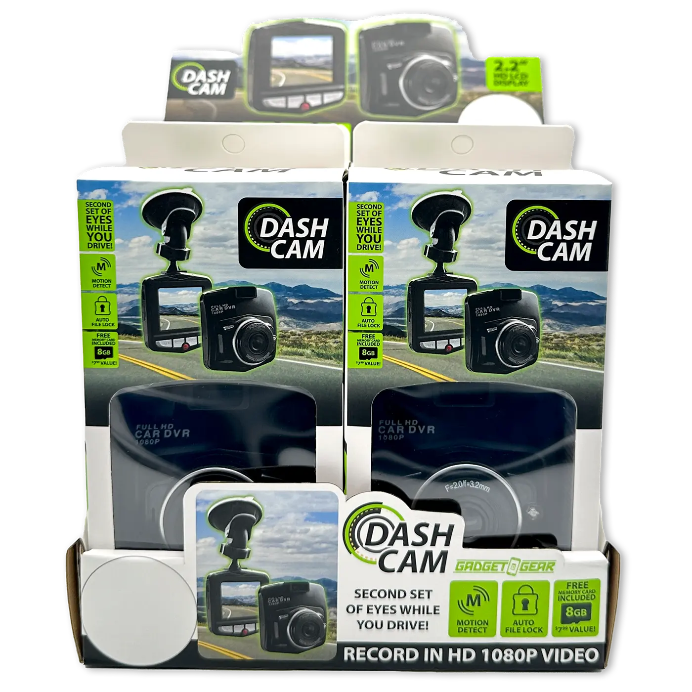 Dash Camera with Micro Sd Card - 4 Pieces Per Retail Ready Display 23594 GADGET GEAR