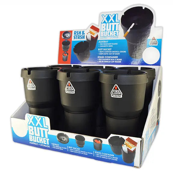 Butt Bucket Ashtray XXL Black Design - 6 Per Retail Ready Display 23595 NOVELTY INC
