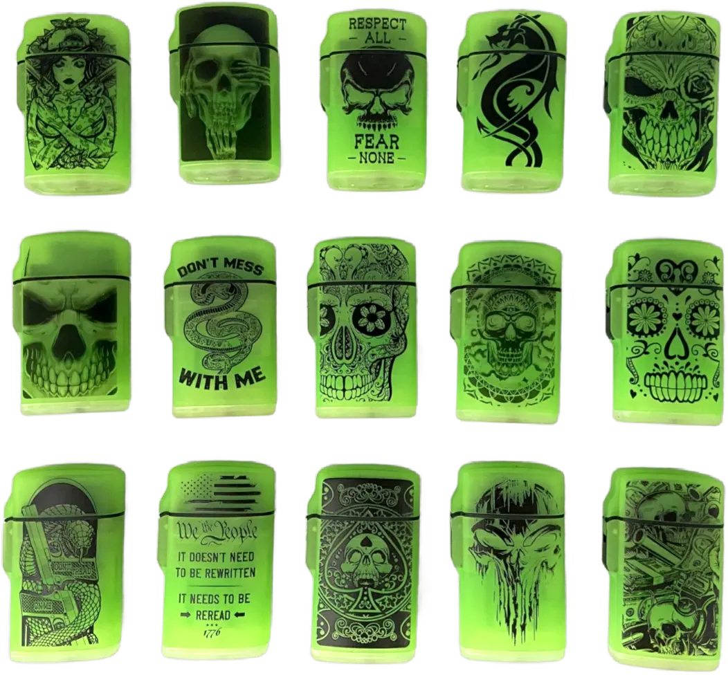 Glow In The Dark Flip Top Torch Lighter - 15 Pieces Per Retail Ready Display 23602 SMOKEZILLA