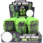 Glow In The Dark Flip Top Torch Lighter - 15 Pieces Per Retail Ready Display 23602 SMOKEZILLA
