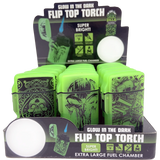Glow In The Dark Flip Top Torch Lighter - 15 Pieces Per Retail Ready Display 23602 SMOKEZILLA