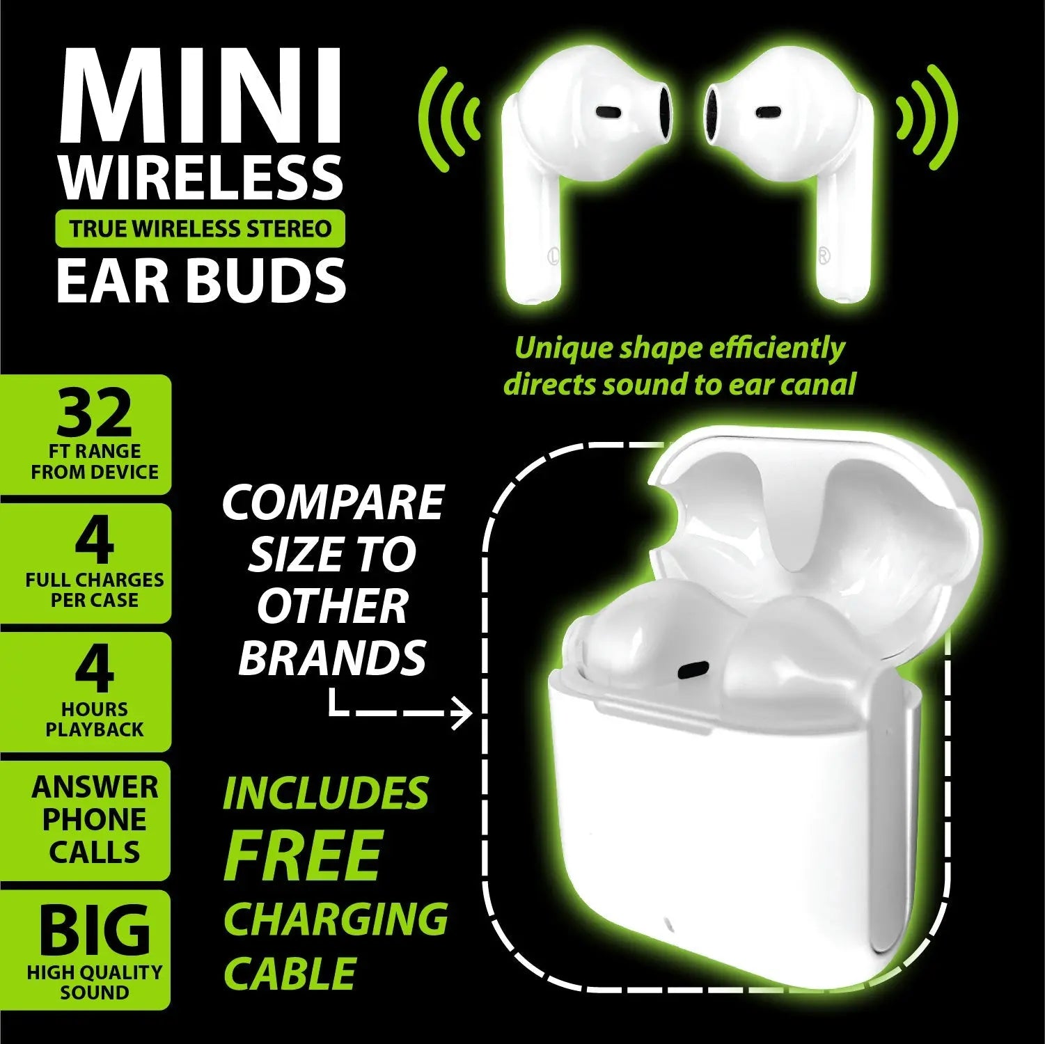 Wireless Earbuds Mini with Case - 6 Pieces Per Retail Ready Display 23604 GADGET GEAR