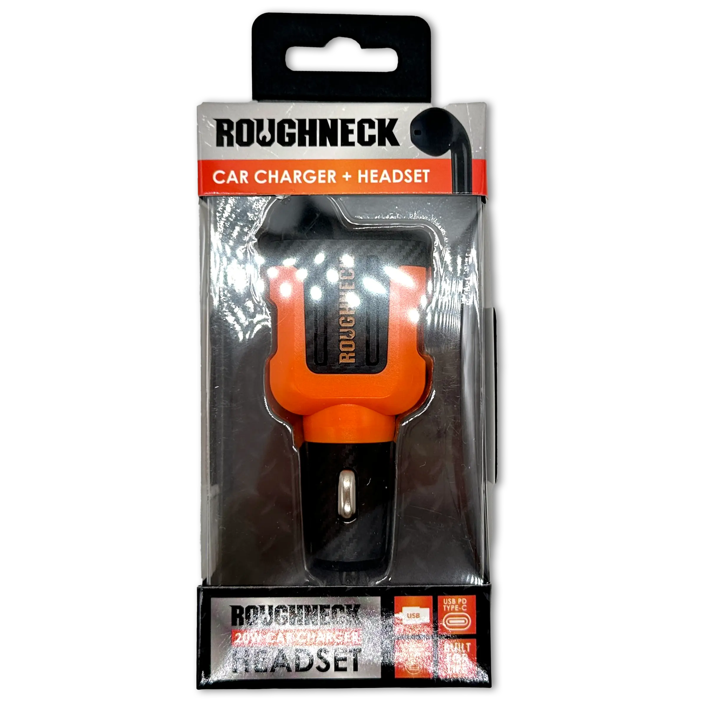 Car Charger Dual Port USB / USB-C with Earbud - 6 Pieces Per Retail Ready Display 23690 ROUGHNECK