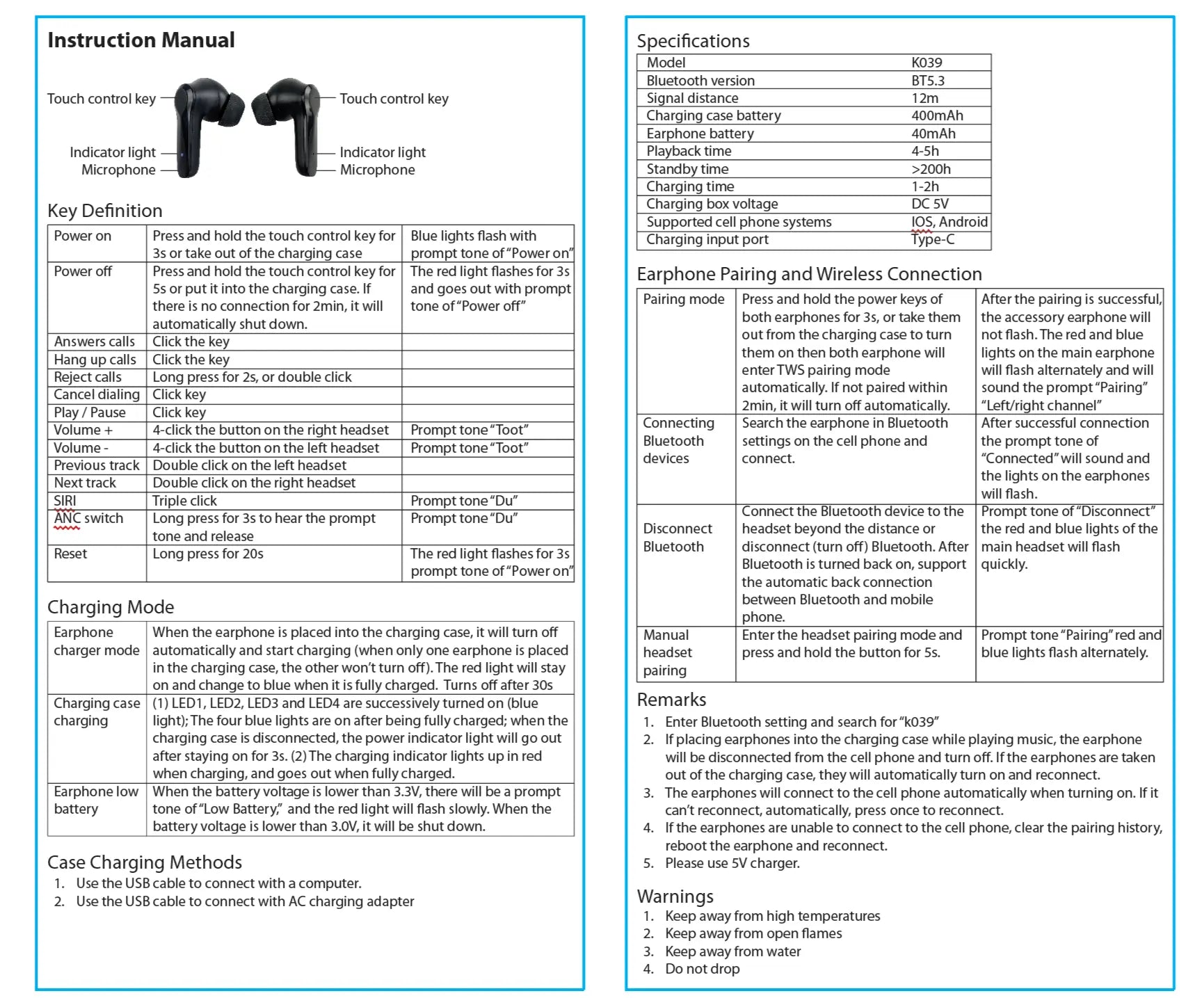 Wireless Earbuds with Heavy Duty Case - 6 Pieces Per Retail Ready Display 23695 ROUGHNECK
