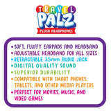 Wired Headphones Travel Pals Kids Plush with Retractable Cord - 4 Pieces Per Retail Ready Display 23699 KIPP BROTHERS