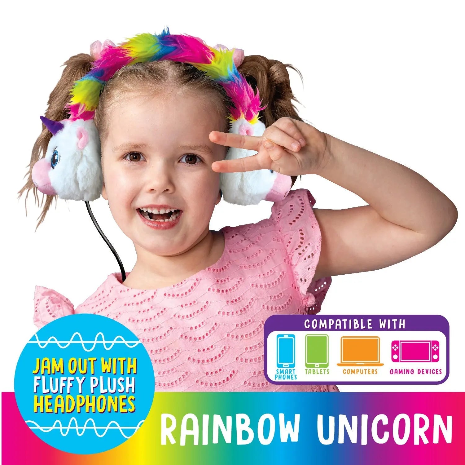 Wired Headphones Travel Pals Kids Plush with Retractable Cord - 4 Pieces Per Retail Ready Display 23699 KIPP BROTHERS