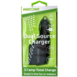 Car Charger and Wall Charger Combo Dual Port USB / USB-C 3.1 Amp - 6 Pieces Per Retail Ready Display 23708 GADGET GEAR