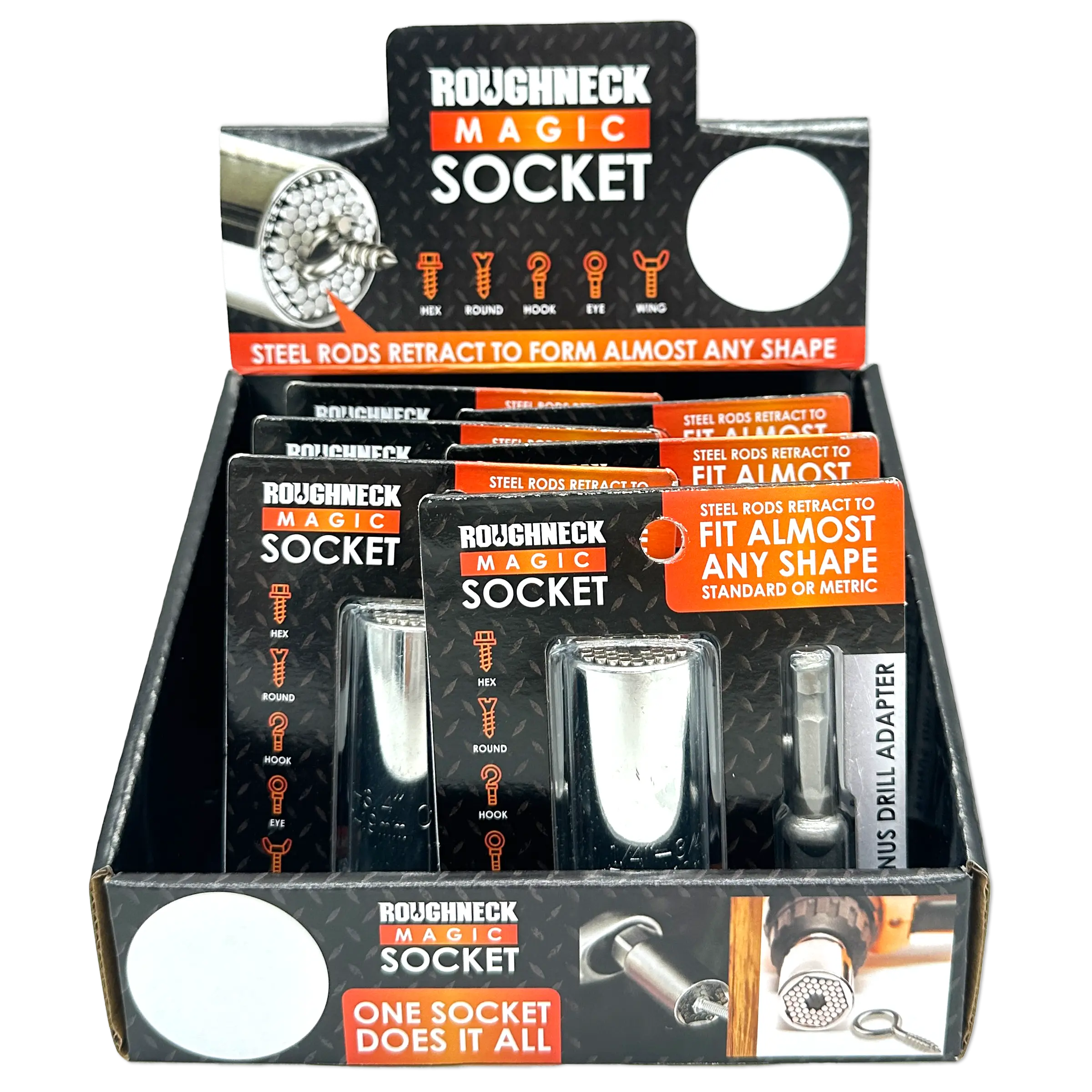 Magic Socket Tool with Drill Adapter - 6 Pieces Per Retail Ready Display 23709 ROUGHNECK