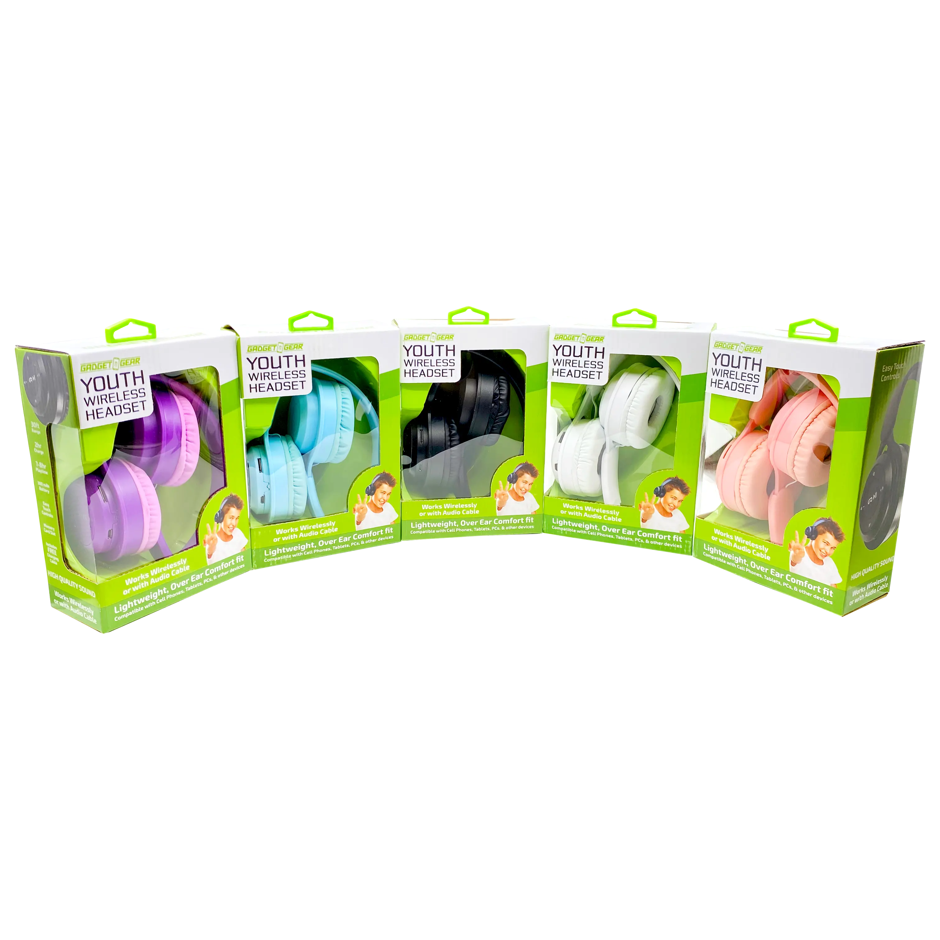 Wireless Headphones Youth with Aux Cable - 6 Pieces Per Retail Ready Display 23724 GADGET GEAR